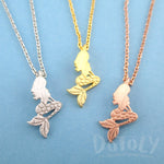 Little Mermaid Ariel Sitting Silhouette Shaped Pendant Necklace
