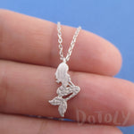 Mermaid Ariel Silhouette Shaped Pendant Necklace in Silver