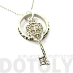 Skeleton Key and Hoop Pendant Necklace in Silver with Filigree Details | DOTOLY | DOTOLY
