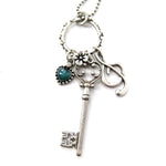 Skeleton Key Heart and Treble Clef Pendant Necklace in Silver DOTOLY | DOTOLY