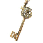 Skeleton Key with Decorative Handle Shaped Pendant Necklace in Bronze | DOTOLY