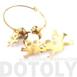 Skeleton Skull Bones Pirate Silhouette Shaped Dangle Hoop Earrings in Gold | DOTOLY | DOTOLY
