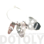 Skeleton Skull Silhouette Shaped Dangle Hoop Earrings in Silver | DOTOLY | DOTOLY