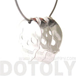 Skeleton Skull Silhouette Shaped Dangle Hoop Earrings in Silver | DOTOLY | DOTOLY