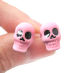 Skull Shaped Skeleton Themed Small Unisex Emo Stud Earrings in Light Purple | DOTOLY