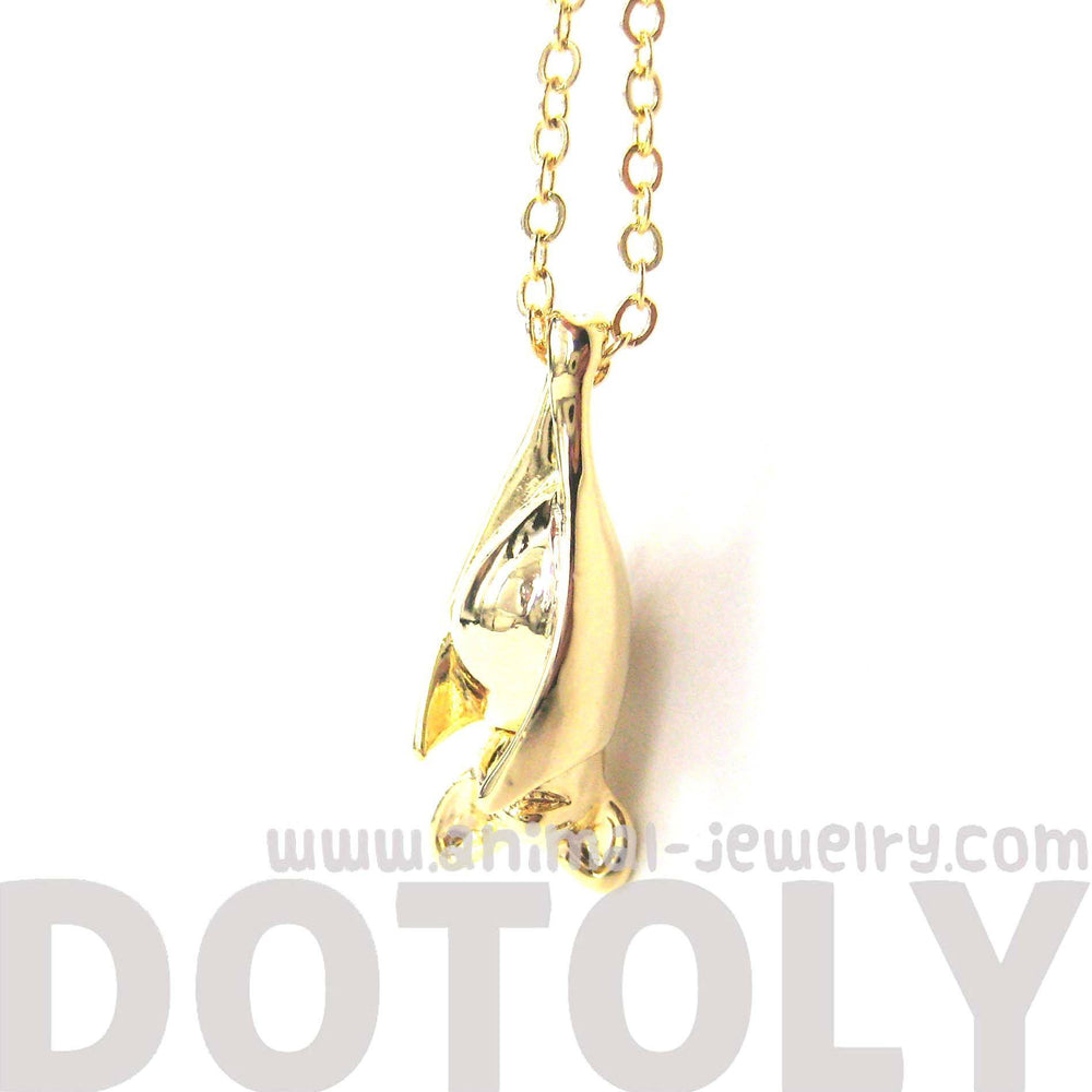 Sleek Abstract Bat Shaped Animal Pendant Necklace in Gold | DOTOLY | DOTOLY