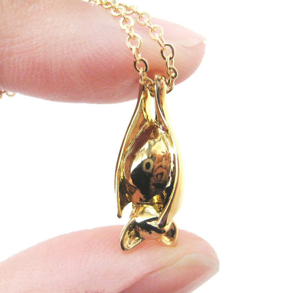 Sleek Abstract Bat Shaped Animal Pendant Necklace in Gold | DOTOLY | DOTOLY