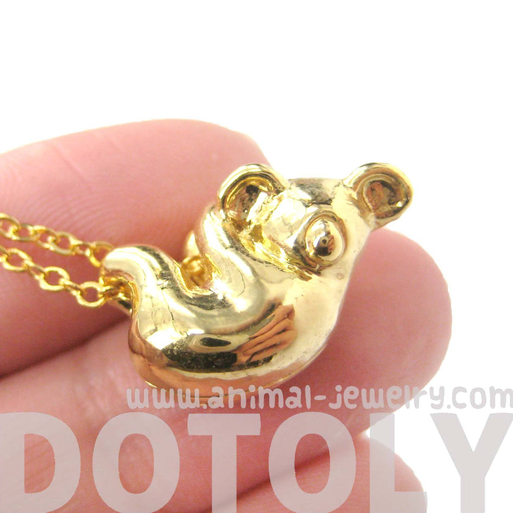 Sleek Abstract Koala Bear Shaped Animal Pendant Necklace in Gold | DOTOLY | DOTOLY