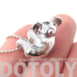 Sleek Abstract Koala Bear Shaped Animal Pendant Necklace in Silver | DOTOLY | DOTOLY