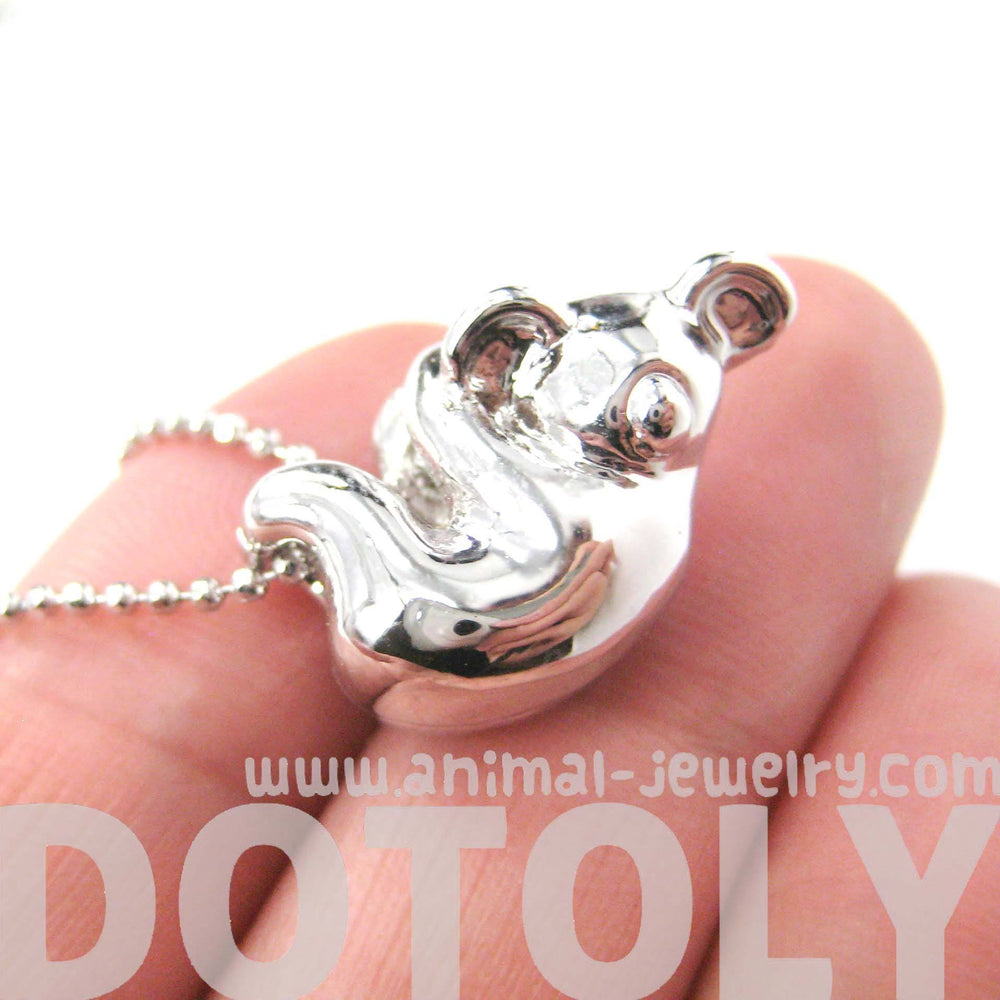 Sleek Abstract Koala Bear Shaped Animal Pendant Necklace in Silver | DOTOLY | DOTOLY