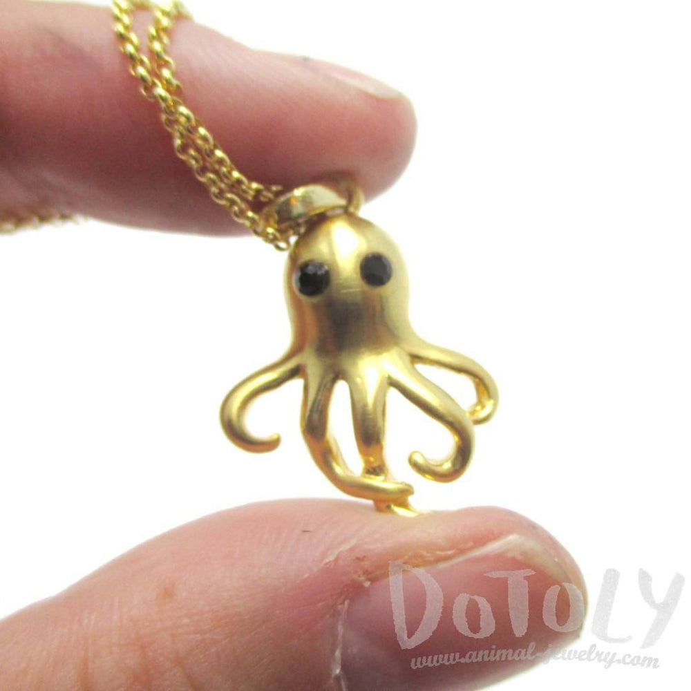 Sleek Octopus Shaped Sea Creature Pendant Necklace in Gold | Animal Jewelry | DOTOLY
