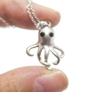 Sleek Octopus Shaped Sea Creature Pendant Necklace in Silver | Animal Jewelry | DOTOLY