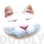 Sleepy Kitty Cat Tabby Face Shaped Soft Fabric Zipper Coin Purse Make Up Bag | DOTOLY