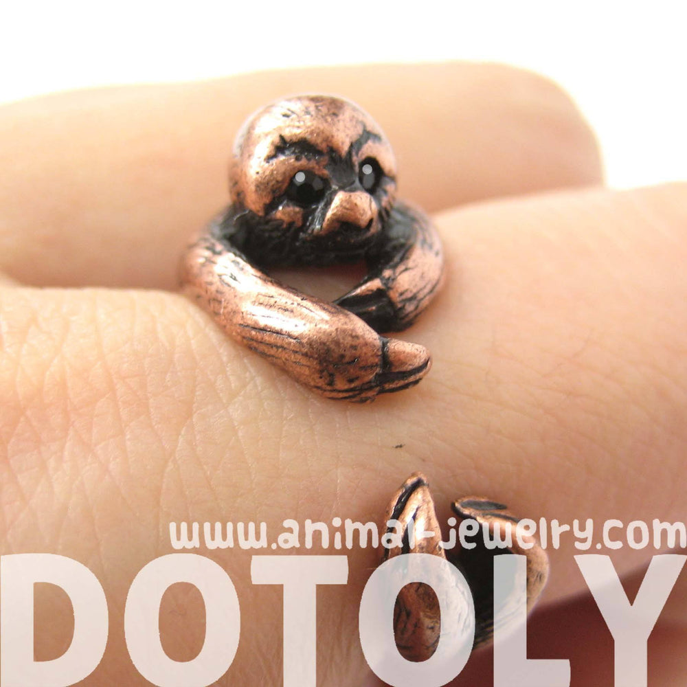 Sloth Animal Wrap Around Hug Ring in Copper - Sizes 4 to 9 Available | DOTOLY