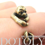 Sloth Animal Wrap Around Hug Ring in Brass - Sizes 4 to 9 Available | DOTOLY