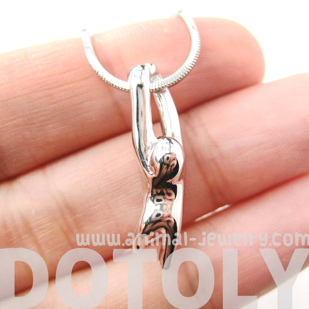 Sloth Dangling Sleek Abstract Animal Pendant Necklace in Silver | DOTOLY | DOTOLY