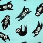 Mint Blue Sloth All Over Print Cotton Canvas Reversible Tote Bags for Women