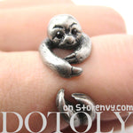 Sloth Animal Wrap Around Hug Ring in Silver - Size 4 to 9 Available | DOTOLY