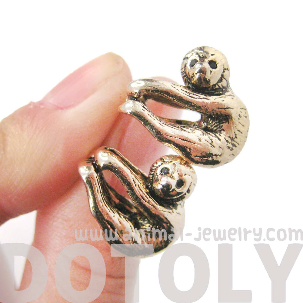 Sloth Shaped Animal Stud Earrings in Shiny Gold | Animal Jewelry | DOTOLY