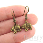 Small 3D Elephant Shaped Dangle Charm Earrings in Brass | DOTOLY | DOTOLY