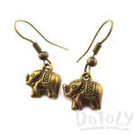 Small 3D Elephant Shaped Dangle Charm Earrings in Brass | DOTOLY | DOTOLY