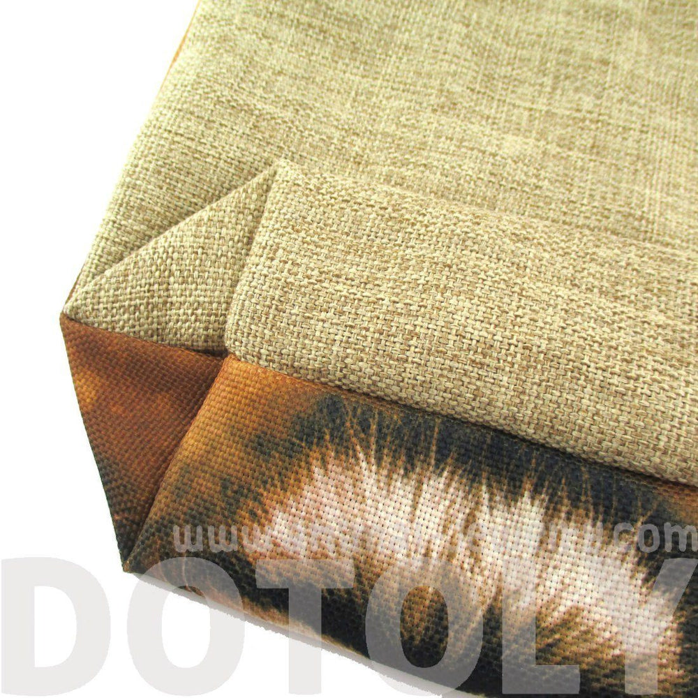 Small African Lion Face Print Fabric Lunch Tote Bag | DOTOLY | DOTOLY