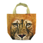 Small African Lion Face Print Fabric Lunch Tote Bag | DOTOLY | DOTOLY