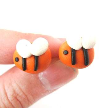 Small Bee Shaped Animal Themed Polymer Clay Stud Earrings | DOTOLY | DOTOLY