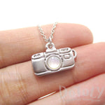 Small Camera Shaped Pearl Lens Pendant Necklace in Silver | DOTOLY | DOTOLY