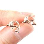 Small Dolphin Fish Sea Animal Outline Stud Earrings in Rose Gold | DOTOLY | DOTOLY