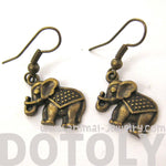 Small Elephant Shaped Dangle Earrings in Brass with Textured Detail | DOTOLY | DOTOLY