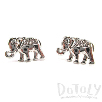 Small Elephant Shaped Stud Earrings in Silver | Animal Jewelry | DOTOLY