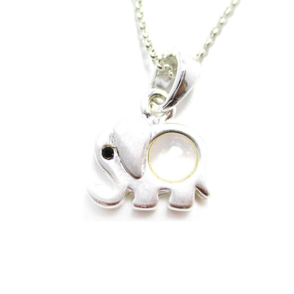 Small Elephant Totem Animal Themed Charm Necklace in Silver | DOTOLY