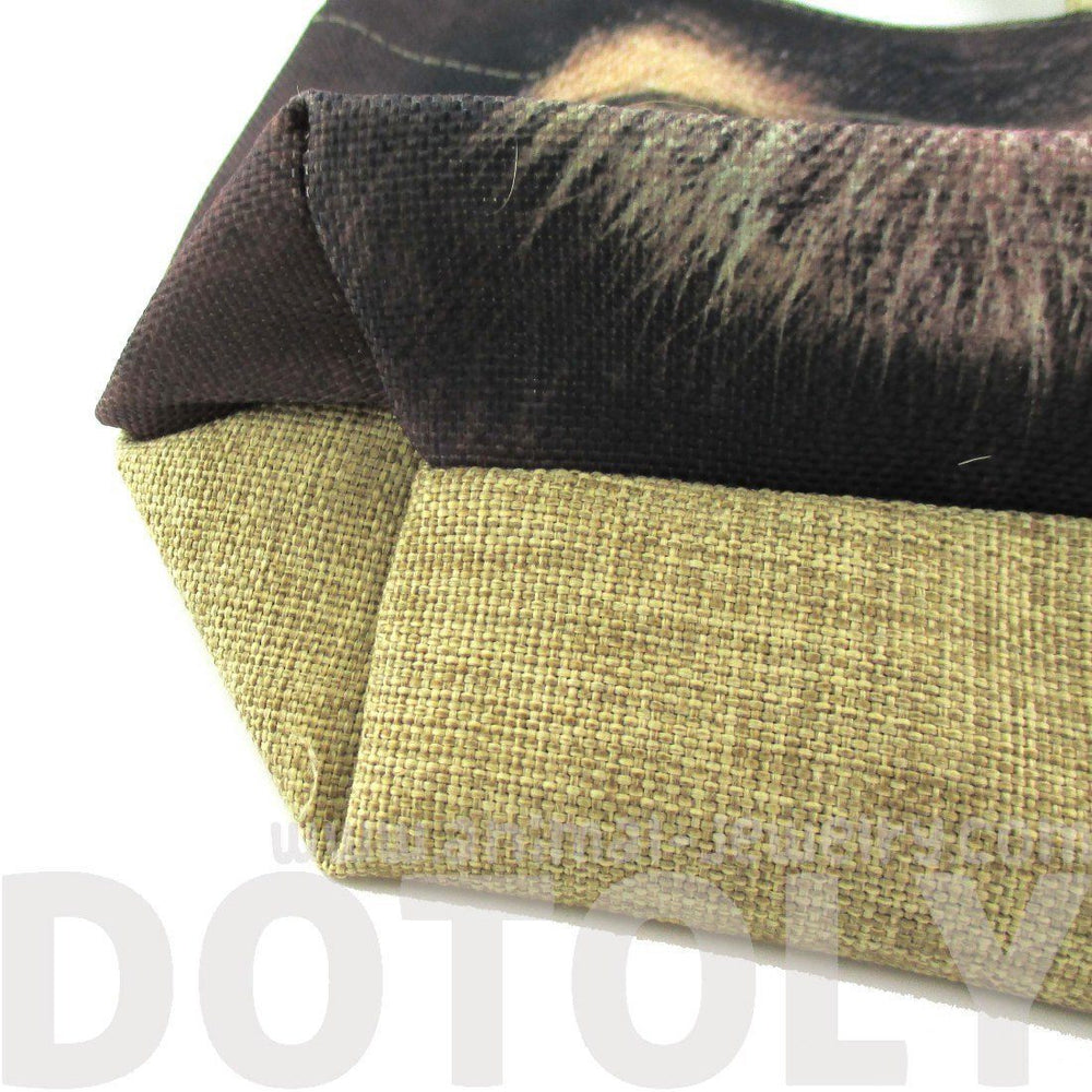 Small Orangutan Monkey Face Print Fabric Lunch Tote Bag | DOTOLY | DOTOLY
