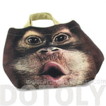 Small Orangutan Monkey Face Print Fabric Lunch Tote Bag | DOTOLY | DOTOLY