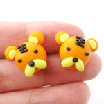 Small Tiger Shaped Animal Themed Polymer Clay Stud Earrings | DOTOLY | DOTOLY
