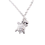 Small Turtle Shaped Charm Necklace in Silver with Rhinestones | DOTOLY