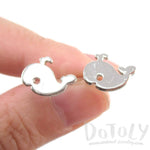 Small Whale Silhouette Shaped Stud Earrings in Silver | Animal Jewelry | DOTOLY