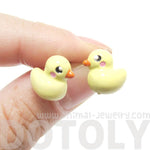Small Yellow Rubber Ducky Shaped Stud Earrings | Animal Jewelry | DOTOLY
