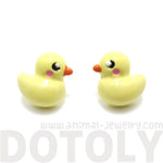Small Yellow Rubber Ducky Shaped Stud Earrings | Animal Jewelry | DOTOLY