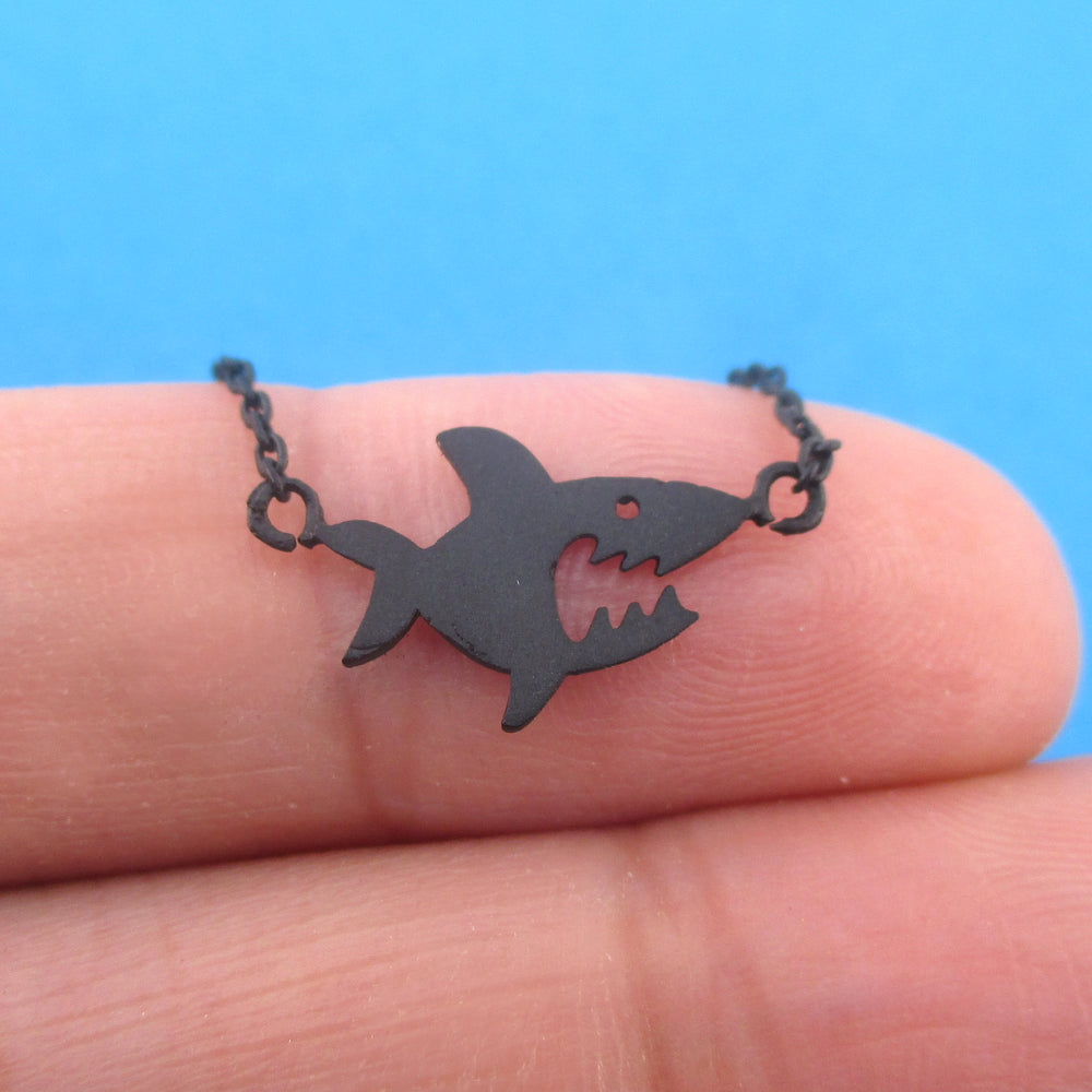 Smiling Shark Silhouette Pendant Sea Creatures Necklace
