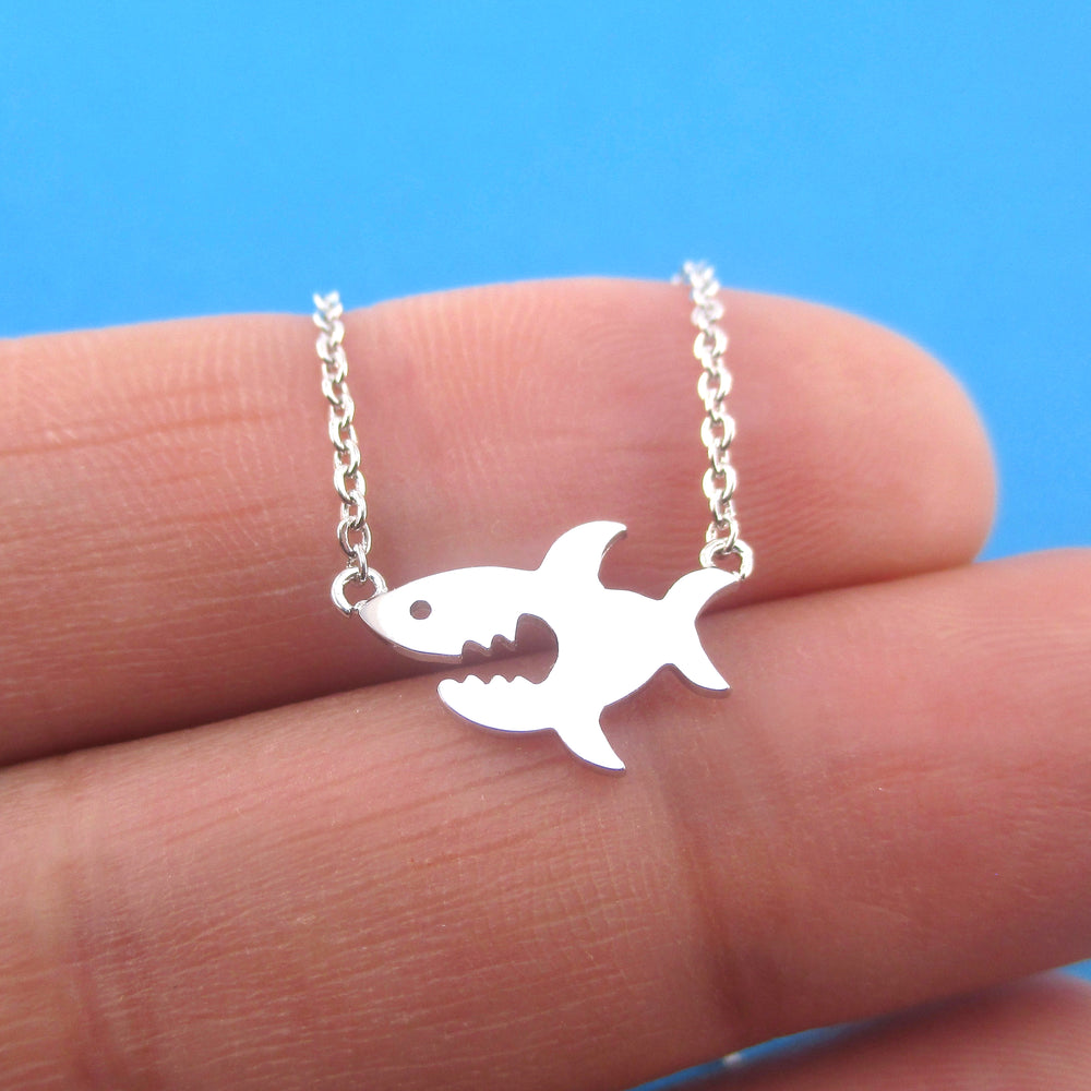 Smiling Shark Silhouette Pendant Sea Creatures Necklace