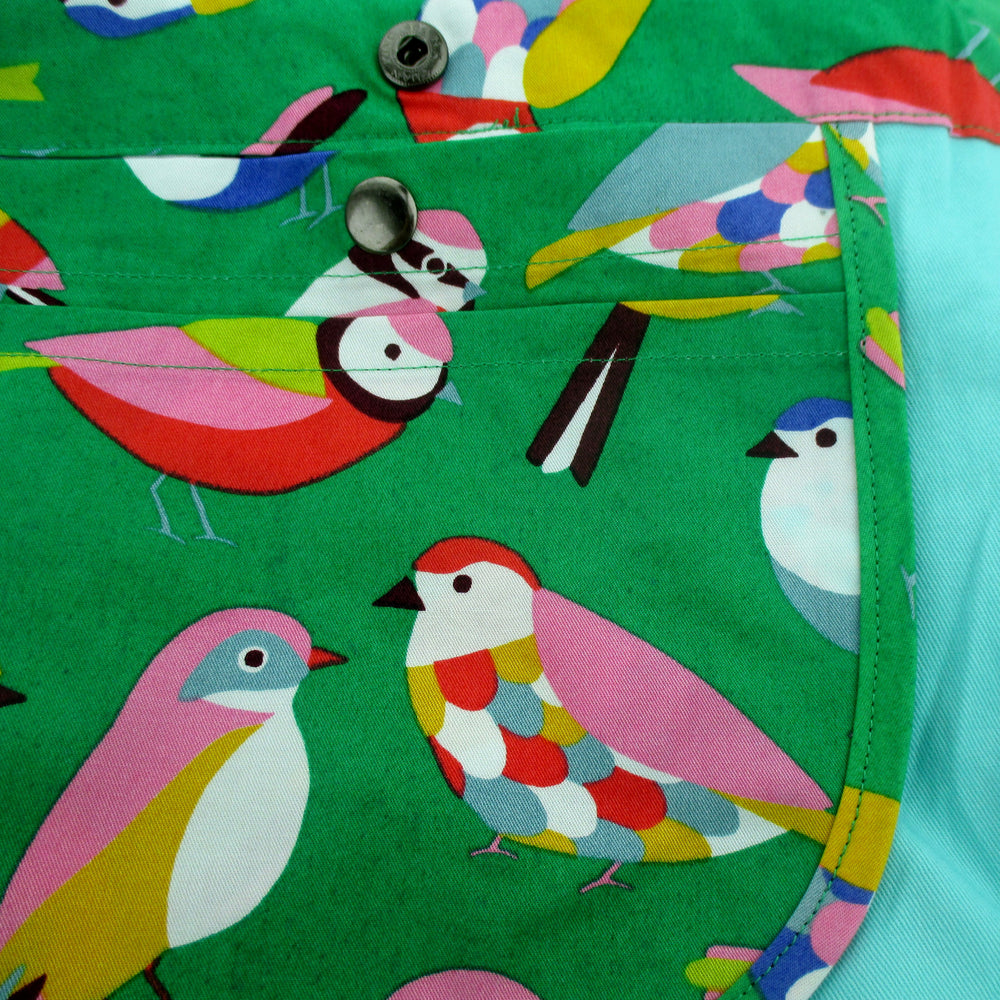 Bright Green Colorful Bird Print Crossbody Duck Top Handle Tote Bag