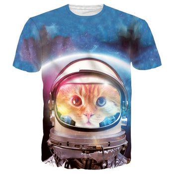 Space Cat Astronaut Kitten Galaxy Universe Print Graphic Tee | DOTOLY