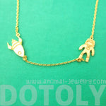 Spaceship and Astronaut Space Travel Themed Charm Necklace in Gold | DOTOLY | DOTOLY