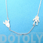Spaceship and Astronaut Space Travel Themed Charm Necklace in Silver | DOTOLY | DOTOLY