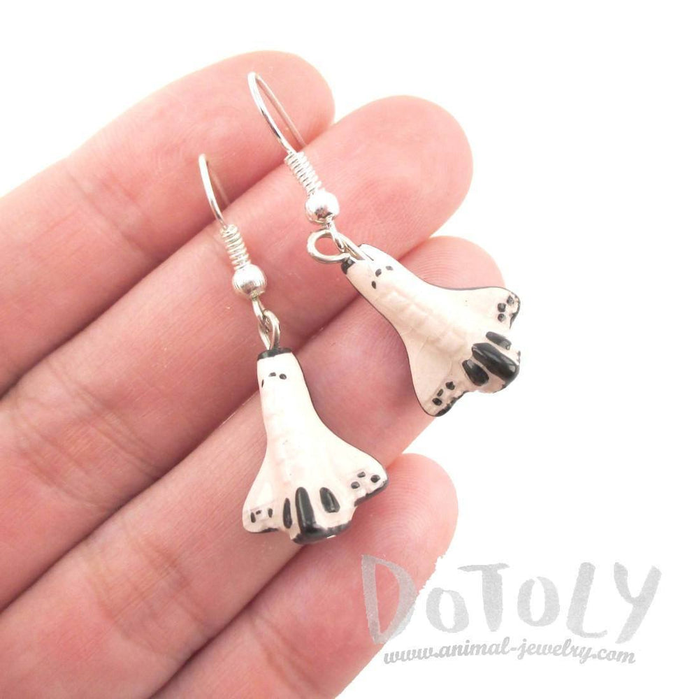 Spaceship Rocket Shaped Ceramic Space Themed Dangle Earrings | Handmade | DOTOLY