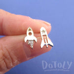Spaceship starship Rocket Shaped Space Themed Stud Earrings in Gold