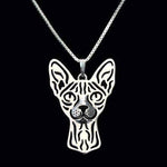 Sphynx Cat Face Cut Out Shaped Pendant Necklace in Silver | Animal Jewelry | DOTOLY