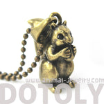 Squirrel Chipmunk Animal Pendant Necklace in Brass | DOTOLY | DOTOLY